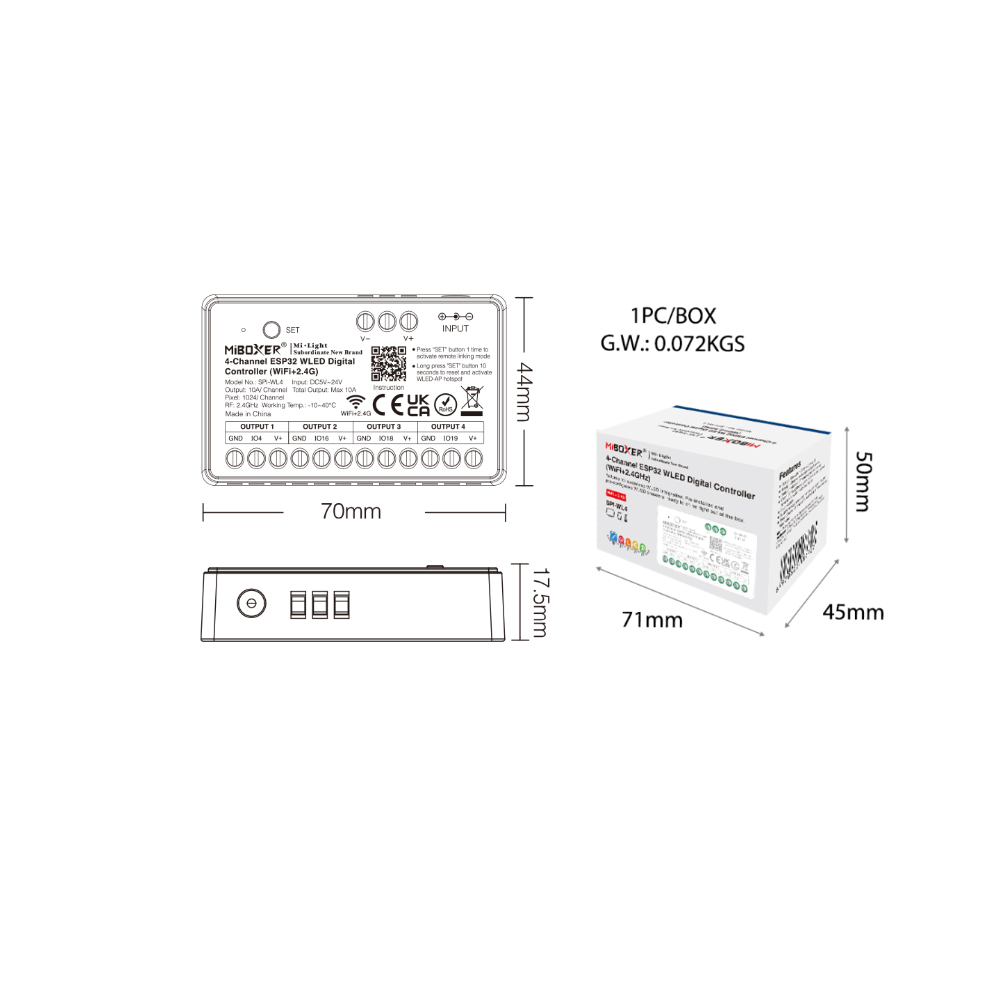 Wifi Led Dimmer - Miboxer SPIW5-4 5in1 SPI LED Controller