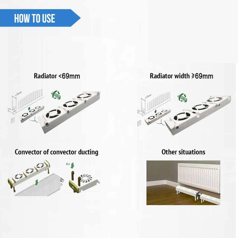 Smart Home Ventilation - Radiator Ventilator Smart Radiator Fan 30x7x3cm