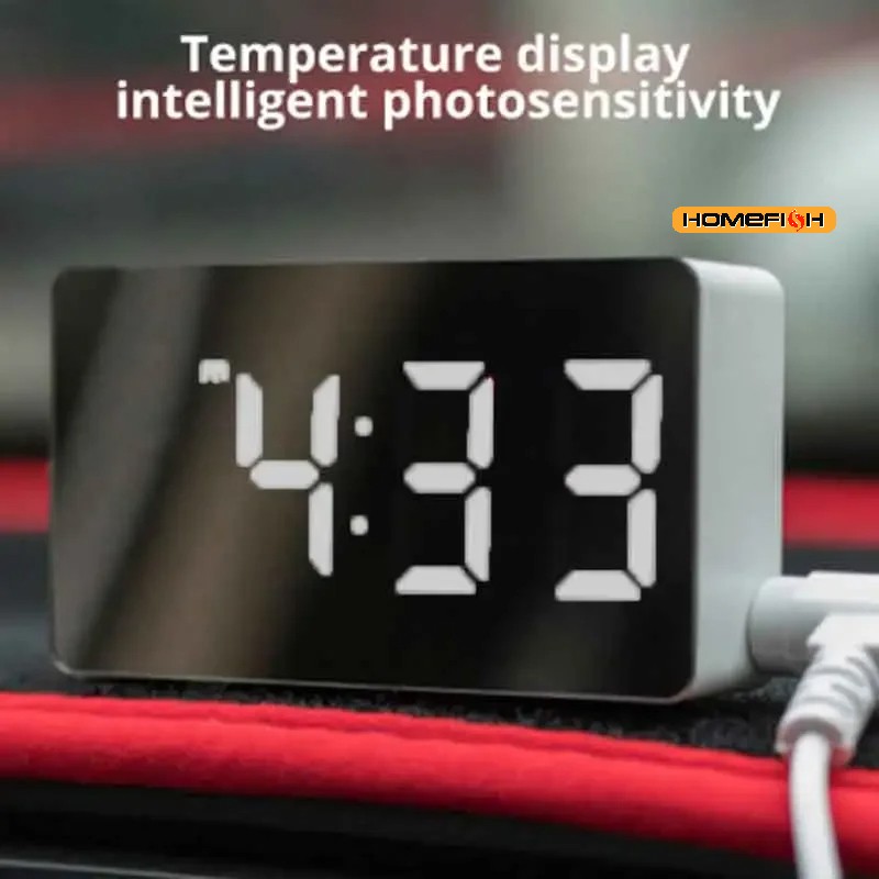 Smart Home Retrofit - 1Pc White LED Mirror Table Clock