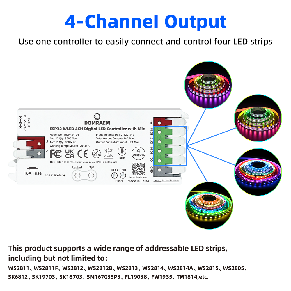 DOMRAEM ESP32 WLED Controller  - Wifi Led Dimmer review and price